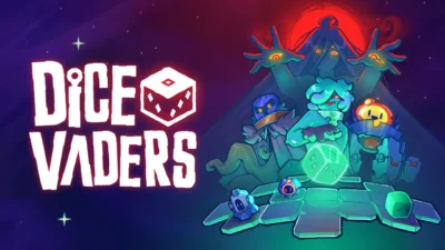 Tabuleiro com dados e alienígenas em Dicevaders