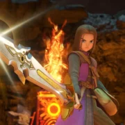 Luminary e personagens de Dragon Quest XI S em cena do jogo no Nintendo Switch 2.