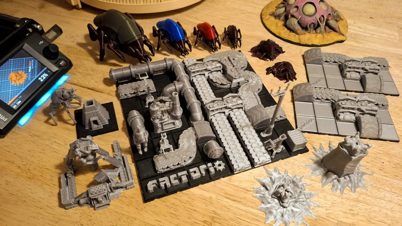Modelos de Factorio produzidos em impressora 3D