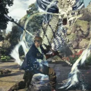 Cid Highwind luta em cena de gameplay de Final Fantasy VII Revelation.