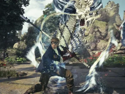 Cid Highwind luta em cena de gameplay de Final Fantasy VII Revelation.