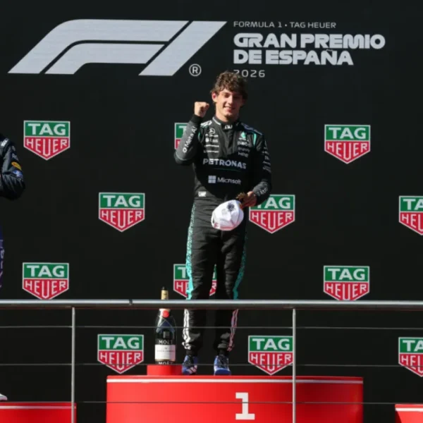 Kimi Antonelli durante vitória no GP da Espanha de Fórmula 1 no Madring