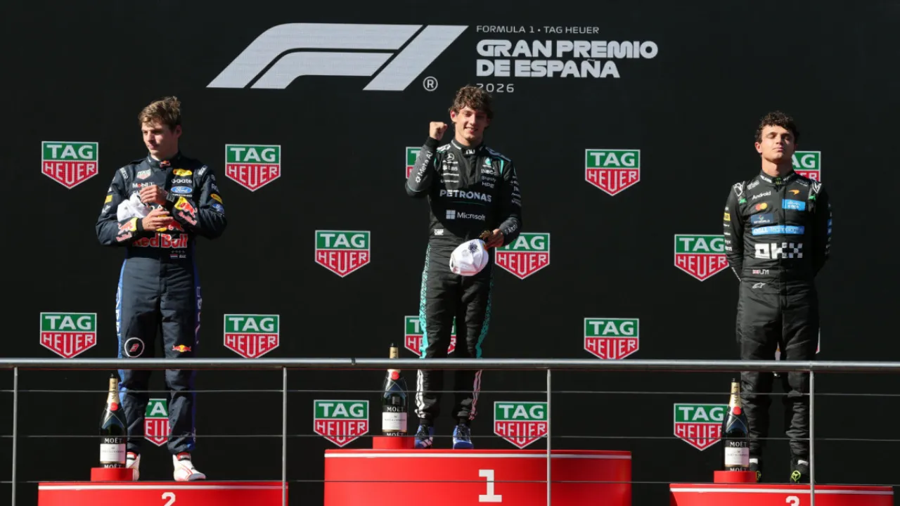 Kimi Antonelli durante vitória no GP da Espanha de Fórmula 1 no Madring