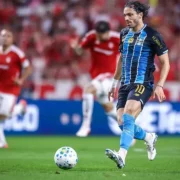Jogadores do Grêmio durante vitória por 3 a 1 sobre o Internacional no Gre-Nal pela Copa do Brasil