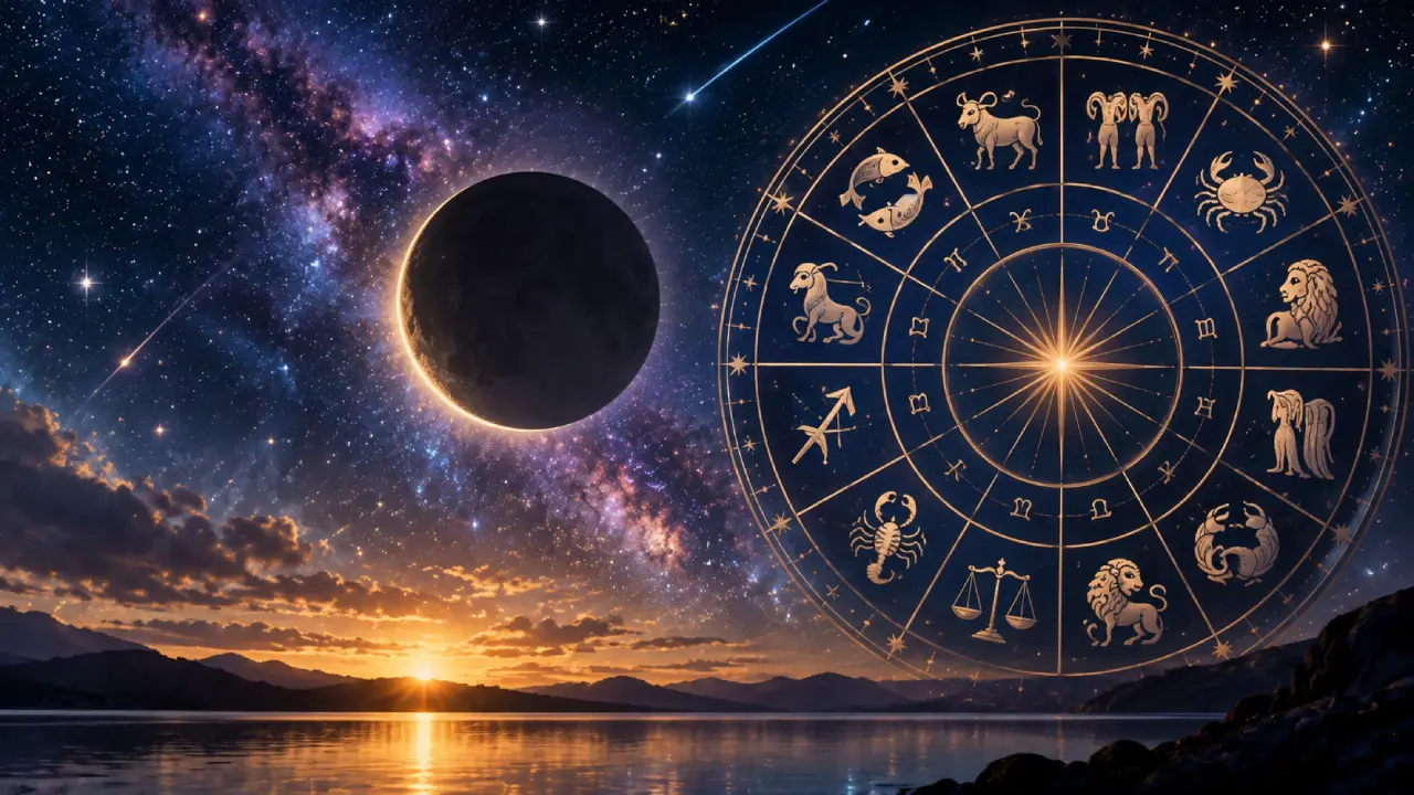 Horóscopo semanal de 7 a 13 de setembro de 2026 com roda zodiacal e Lua Nova
