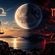 Lua entre Libra e Escorpião simboliza a mudança de signo lunar na madrugada de 14 de setembro de 2026