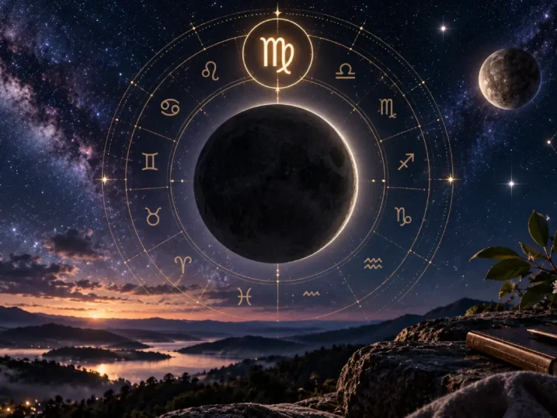 Lua Nova em Virgem de setembro de 2026 com roda zodiacal