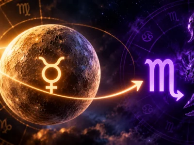 Mercúrio segue em direção a Escorpião em ilustração sobre a mudança de signo em 30 de setembro de 2026.