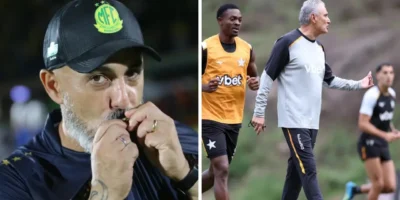 Rafael Guanaes e Tite antes de Mirassol x Botafogo pelo Campeonato Brasileiro
