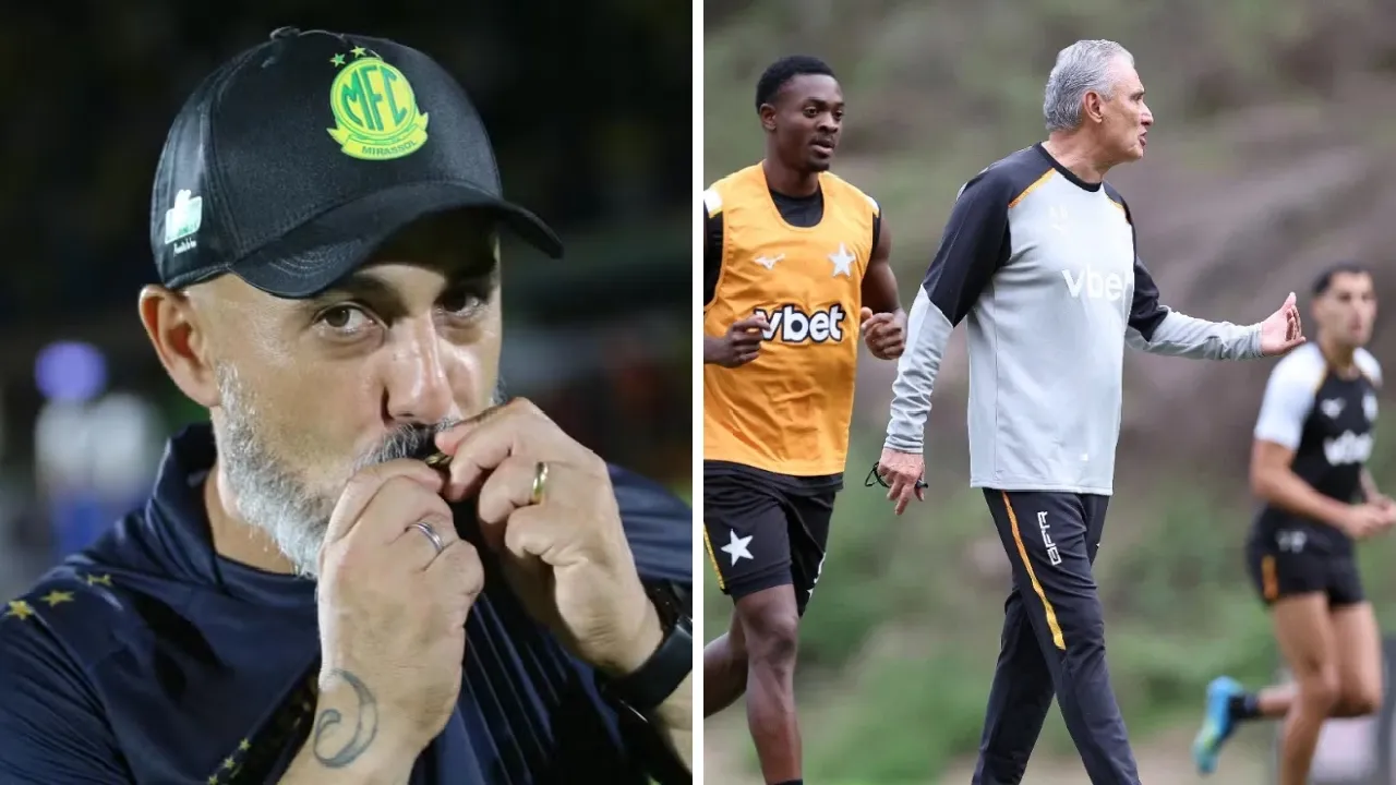 Rafael Guanaes e Tite antes de Mirassol x Botafogo pelo Campeonato Brasileiro
