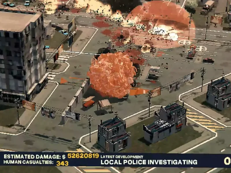 Criatura de carne destrói cidade no jogo ROLLA