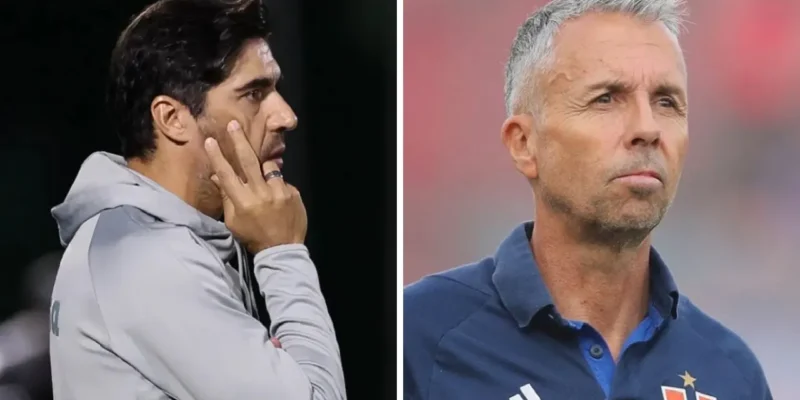 Abel Ferreira e técnico da LDU antes do confronto Palmeiras x LDU pelas quartas da Libertadores 2026
