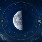 Lua no quarto minguante de setembro de 2026 com Gêmeos e Virgem representados no zodíaco