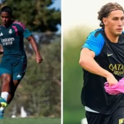 Jogadores de Real Madrid e Inter de Milão durante preparação para estreia na Champions League
