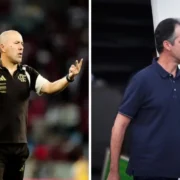 Leonardo Jardim e Léo Condé antes de Remo x Flamengo pela 26ª rodada do Brasileirão
