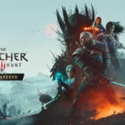Geralt de Rívia e personagens de The Witcher 3: Wild Hunt — Remastered em arte oficial.
