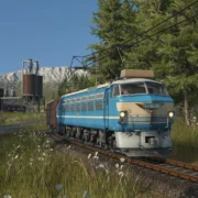 Trem de carga circula por ferrovia em Transport Fever 3
