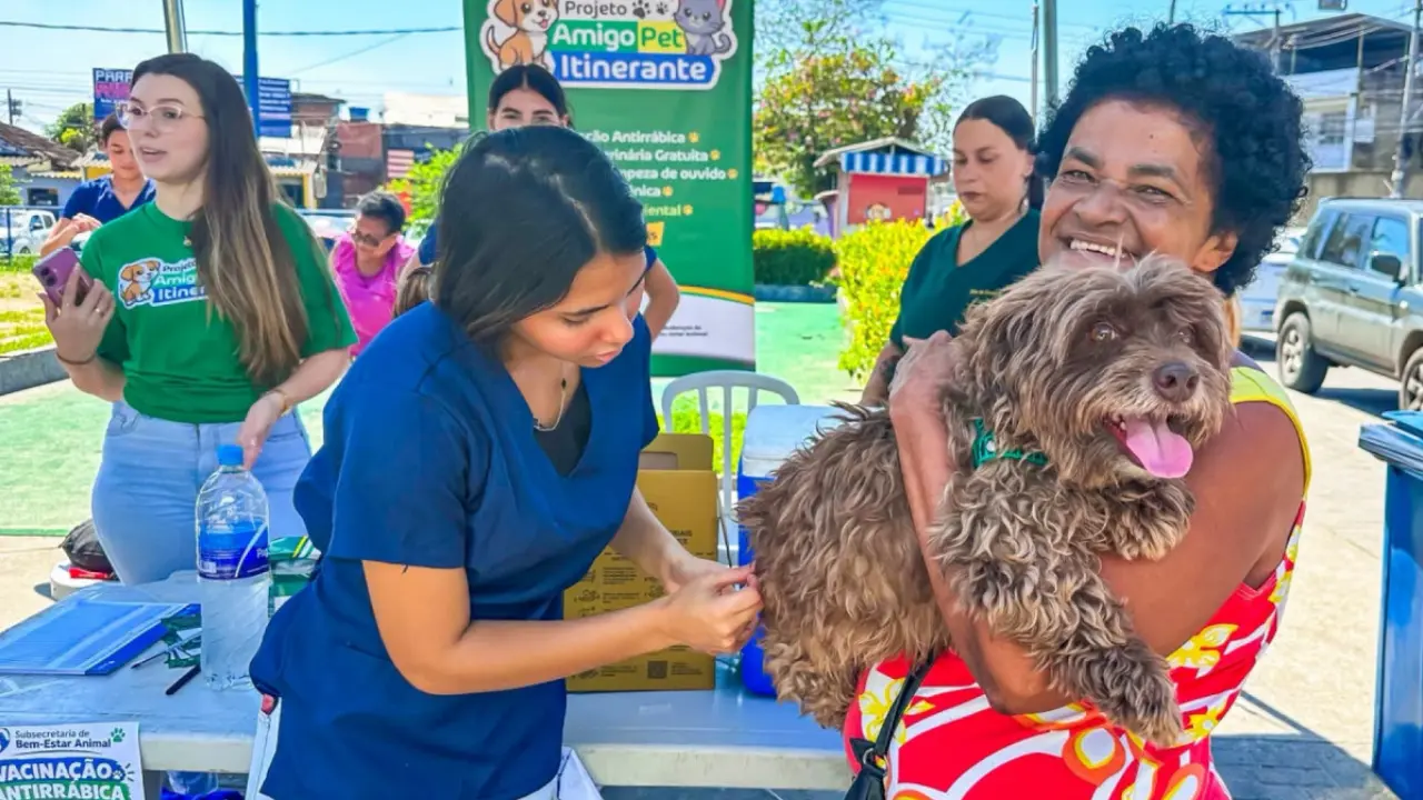 Cães e gatos recebem vacinação antirrábica em São João de Meriti Cães e gatos recebem vacinação antirrábica em São João de Meriti