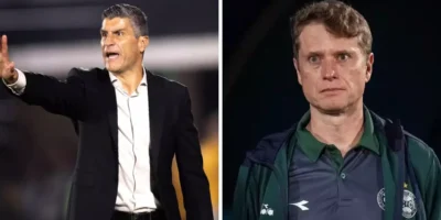 Pedro Emanuel e Fernando Seabra antes de Vasco x Coritiba pelo Campeonato Brasileiro