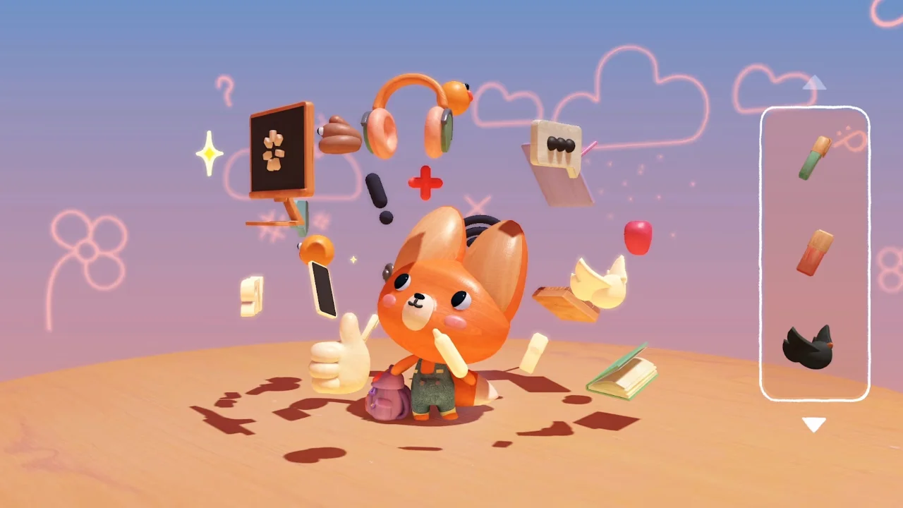 Foxy e Ben no jogo Woodo