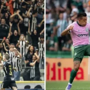 Jogadores de Atlético-MG e Coritiba durante confronto pelo Campeonato Brasileiro na Arena MRV