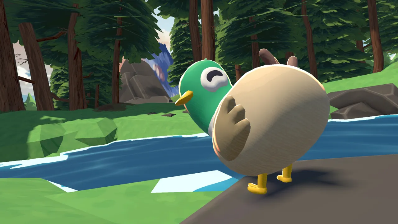 Jogador fotografa pássaro em Birdseed VR durante experiência de observação em realidade virtual Jogador fotografa pássaro em Birdseed VR durante experiência de observação em realidade virtual