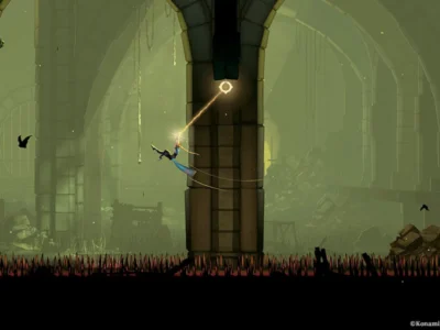 Rose Belmont enfrenta criatura monstruosa com um chicote em Castlevania: Belmont’s Curse.