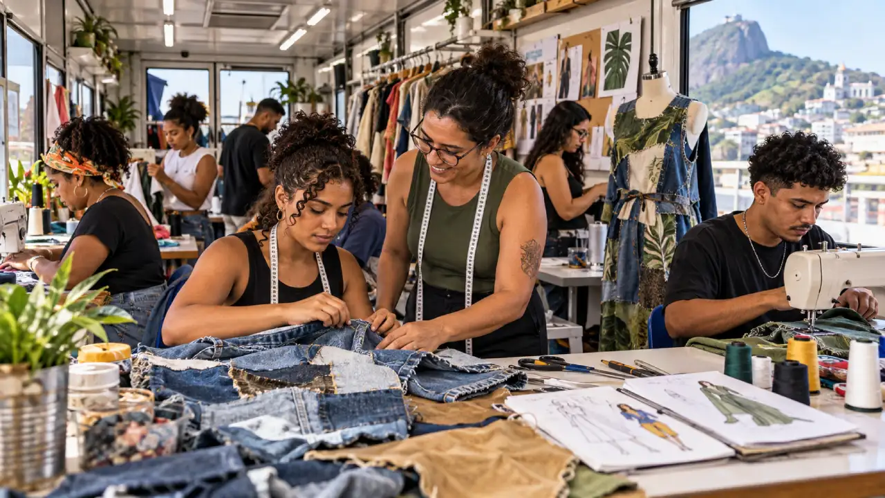 Alunos participam de oficina de moda sustentável com reaproveitamento de tecidos em São Gonçalo Alunos participam de oficina de moda sustentável com reaproveitamento de tecidos em São Gonçalo