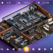 Interface do jogo Devices Tycoon com recursos de criação e personalização de equipamentos eletrônicos.
