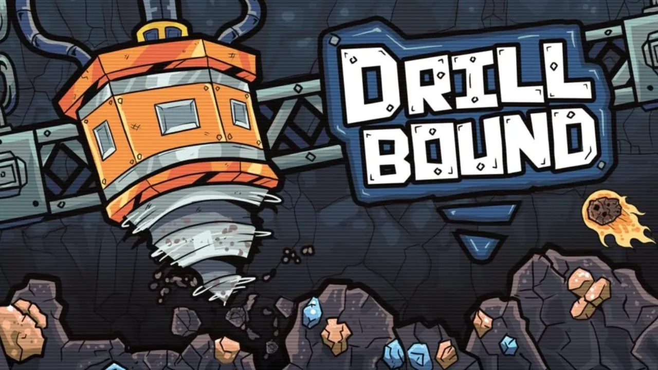 Broca minera camadas de rocha em Drillbound enquanto desvia de projéteis Broca minera camadas de rocha em Drillbound enquanto desvia de projéteis