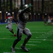 Partida de futebol americano em ESG Football 27, jogo gratuito para Xbox Series X|S com multiplayer de até 22 jogadores.
