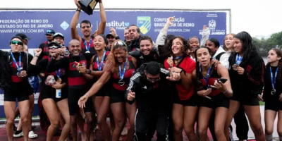 Remadores do Flamengo durante Regata do Campeonato Estadual na Lagoa Rodrigo de Freitas