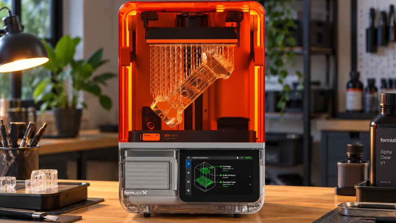 Impressora 3D de resina Form Studio 1, da Formlabs, com gabinete compacto e sistema de fotopolimerização MSLA.