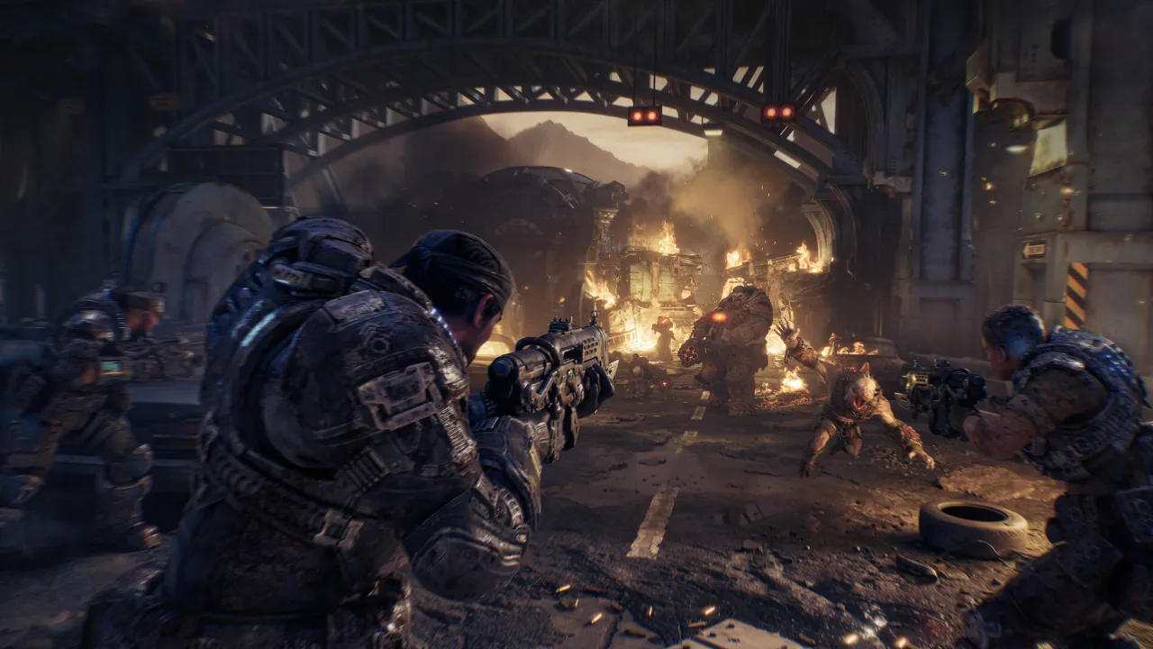 Marcus Fenix e Dominic Santiago enfrentam Locust em Gears of War E-Day Marcus Fenix e Dominic Santiago enfrentam Locust em Gears of War E-Day