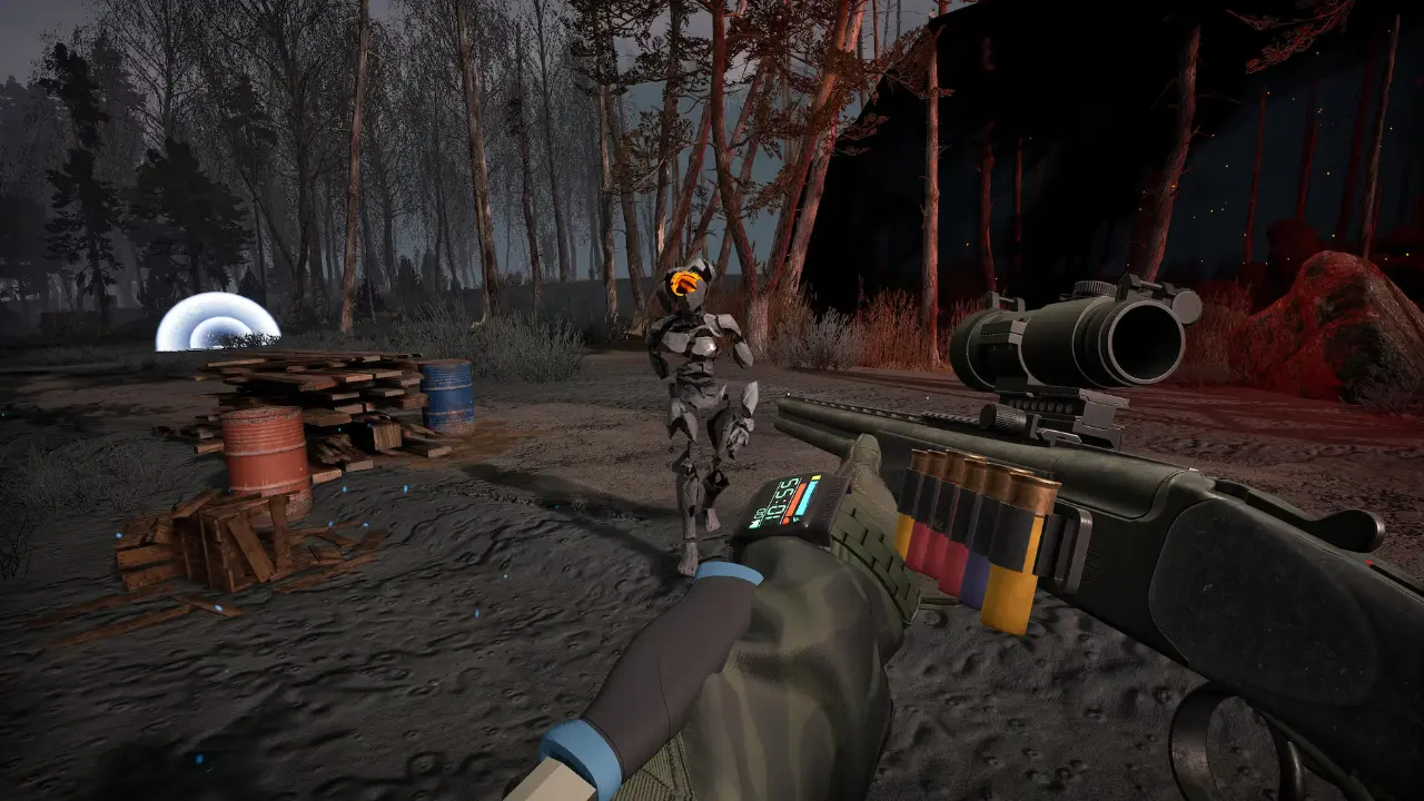 Jogador armado explora a Pechorsk Anomaly em Into the Radius 2 para PS VR2 Jogador armado explora a Pechorsk Anomaly em Into the Radius 2 para PS VR2