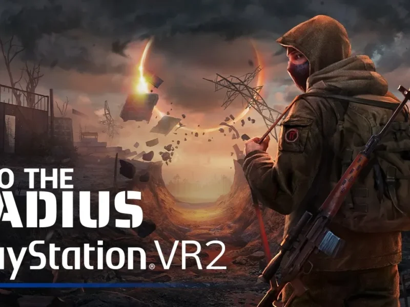 Jogador segura arma diante de anomalia em Into the Radius 2 no PS VR2