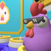 Jogador segura galinha mutante em Is That a Chicken no Meta Quest