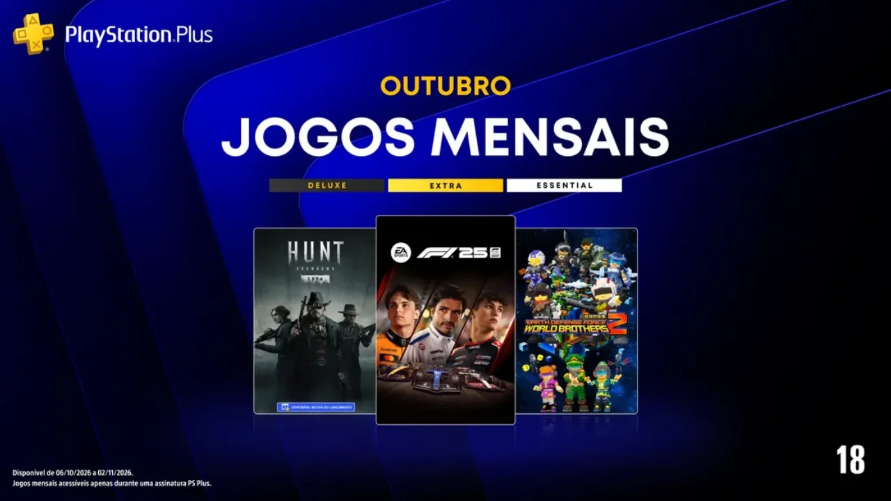 F1 25, Hunt Showdown 1896 e Earth Defense Force World Brothers 2 nos jogos mensais do PS Plus de outubro