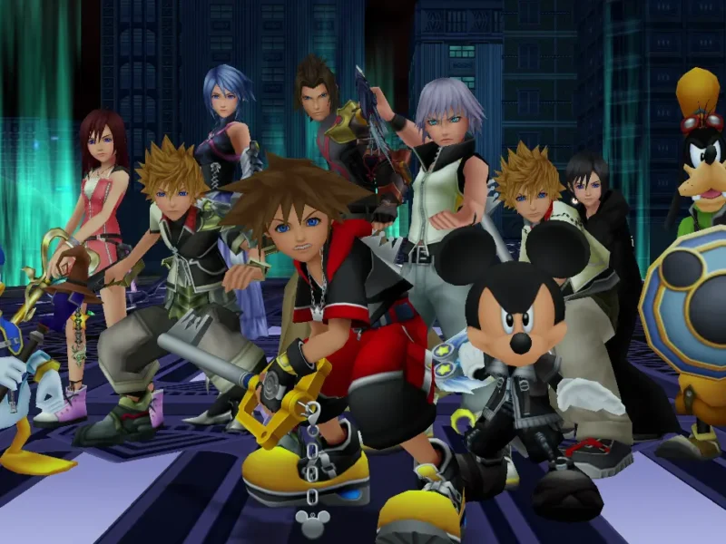 Sora e personagens de Kingdom Hearts na arte da Collection I a III para Xbox e PC
