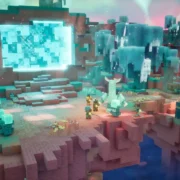 Quatro personagens de Minecraft Dungeons II enfrentam inimigos na nova dimensão Sift