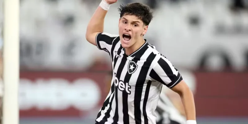 Álvaro Montoro com a camisa do Botafogo durante partida do Campeonato Brasileiro