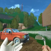 Cenário de Normal Golf Game, jogo de golfe surreal desenvolvido por Luke Muscat.