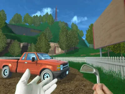 Cenário de Normal Golf Game, jogo de golfe surreal desenvolvido por Luke Muscat.