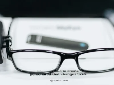Pessoa utiliza óculos com inteligência artificial do programa TechVisão em Maricá