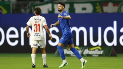 Flaco López comemora gol da vitória do Palmeiras sobre o Bahia pelo Brasileirão