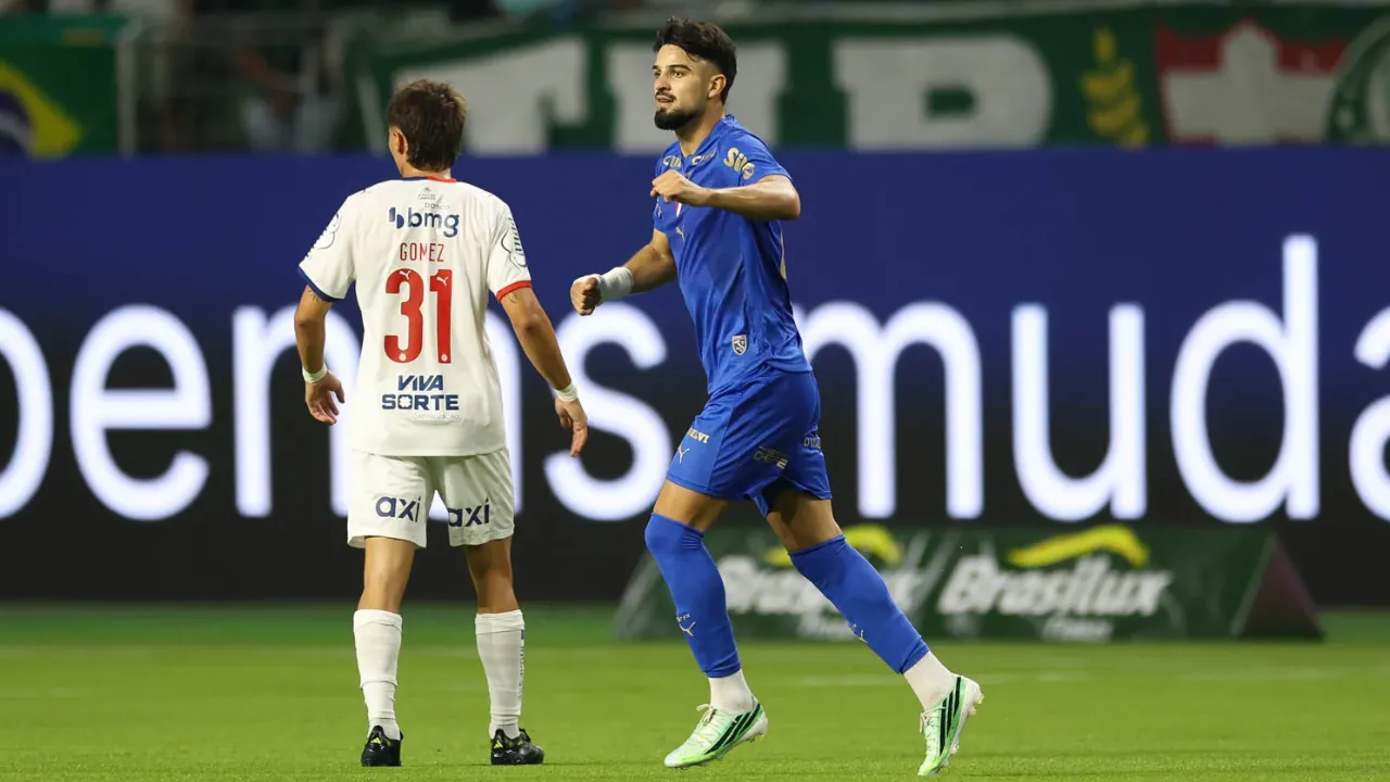 Flaco López comemora gol da vitória do Palmeiras sobre o Bahia pelo Brasileirão