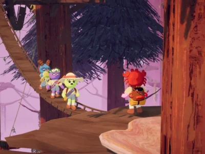 Personagens de Peak escalam uma montanha em equipe no jogo cooperativo que chegará ao PlayStation 5.
