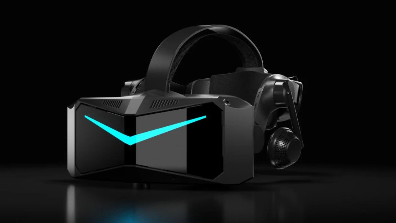 Headset de realidade virtual Pimax Crystal Pro, apresentado com conexão sem fio e telas QLED de alta resolução.