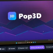 Tela virtual do Pop3D exibindo vídeo convertido de 2D para 3D no Meta Quest