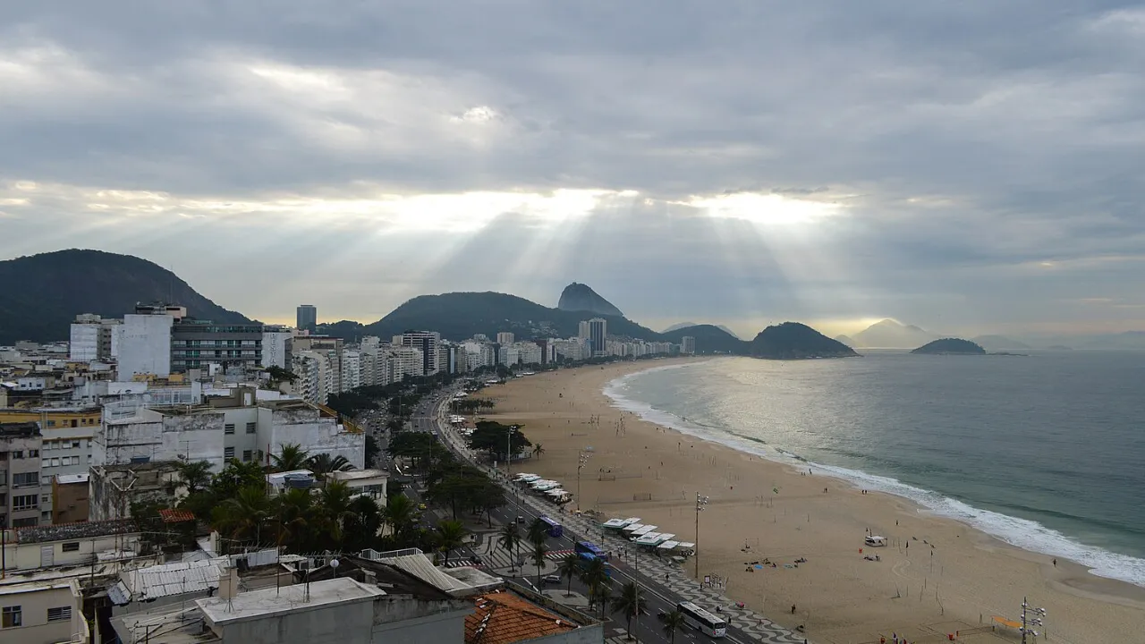 Orla de Copacabana sob céu nublado no Rio de Janeiro Orla de Copacabana sob céu nublado no Rio de Janeiro